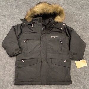Phat Farm Black Parka Coat with Faux Fur Trim
